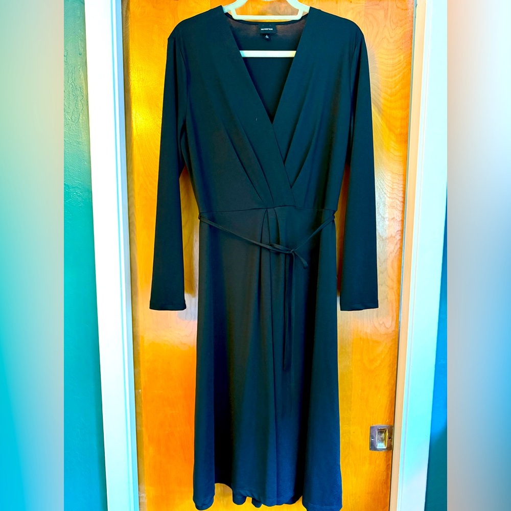 Who What Wear Black Faux Wrap Dress